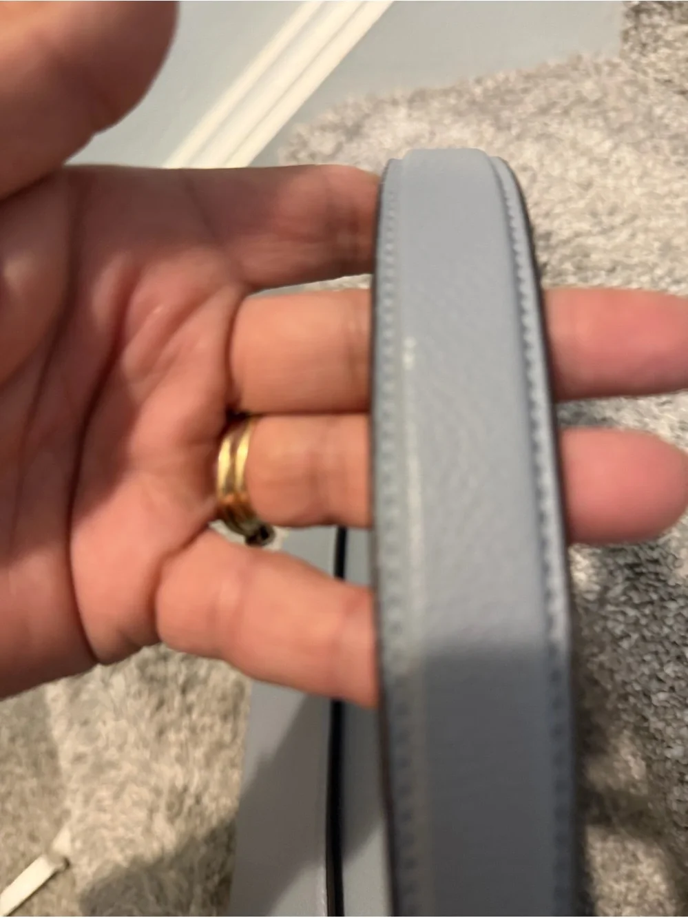Coach Tabby Shoulder Bag 26 in the Grey Blue colorway.